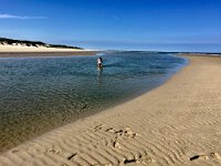 Es ist Ebbe und der Mündungspriel lässt sich leicht durchwarten.